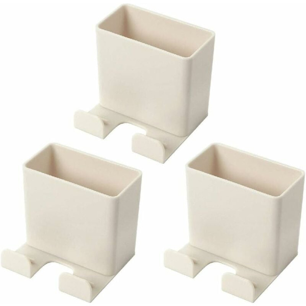 3 kappaletta seinälle kiinnitettävää matkapuhelimen pidikettä, ABS-järjestyslaatikko, mediajärjestyslaatikko, itseliimautuva kaukosäätimen säilytyslaatikko lataustelineeseen (beige)