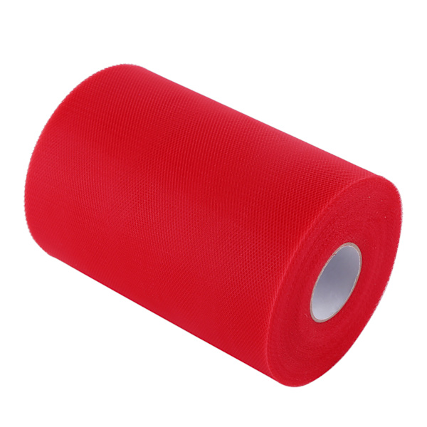 100 meter 15 cm DIY bröllopsdekoration tyll rulle spole stickad tyg för sömnad del (röd)