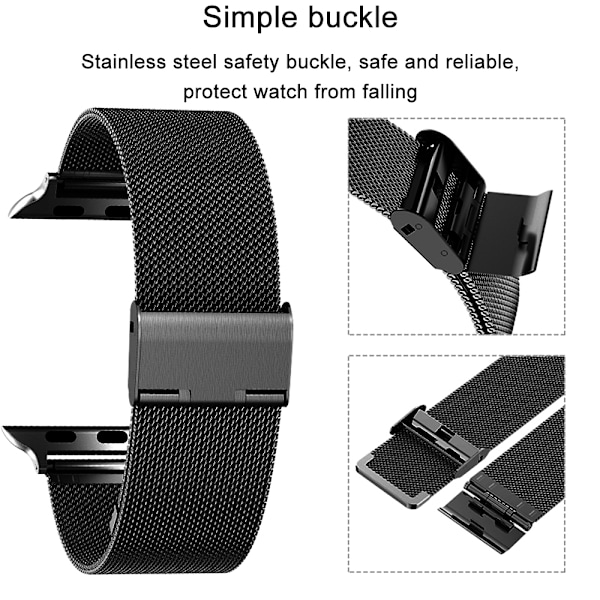 Kompatibel för Apple Watch Band 38-40mm /42-44mm, Rostfritt stål Loop Spänne Metallrem Armband Loop Replacement Band för Iwatch Series 4, Series