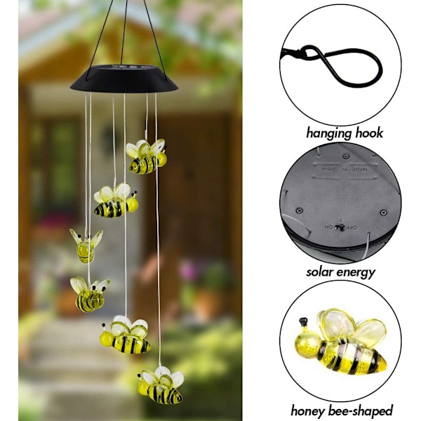 Solcellsbelyst konstgjord blomsterslinga 2m 20 LED Wisteria