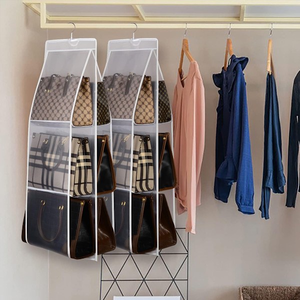 Håndtaskeophængsarrangør, 6 lommer Foldbar hængende pungarrangør Oxford klud Håndtaskeopbevaringsophæng Universal Fit Closet Organizer