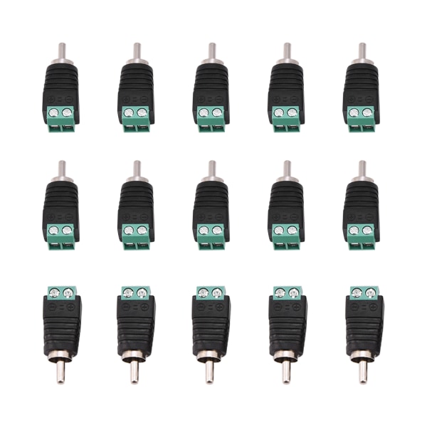 15 st RCA-hane till AV-skruvterminal ljud-/videokopplingsadapter