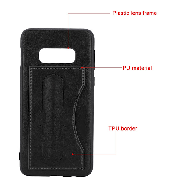 Enkel stil PU læder kortholder telefon etui til Samsung S10 Lite bagside telefoncover (sort)