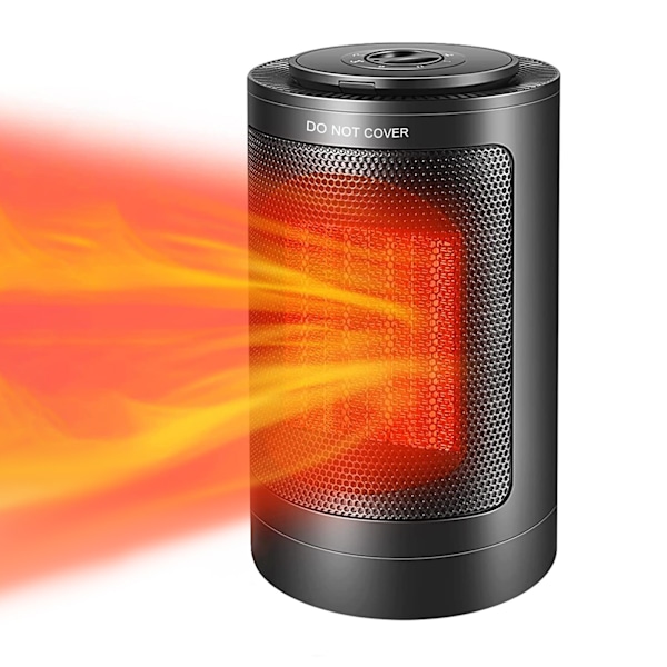 Smart Element, Portabla Elektriska Värmare med 1500W PTC Keramisk Snabb Uppvärmning, Tyst Drift för Sovrum/Kontor, Svart, 24 × 15 × 15 cm