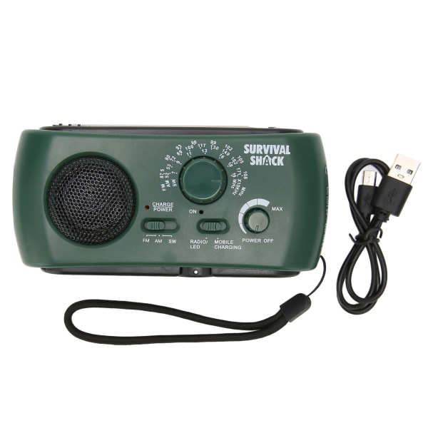 Handvevradio Portabel Praktisk LED-ficklampa Utomhus Multiband