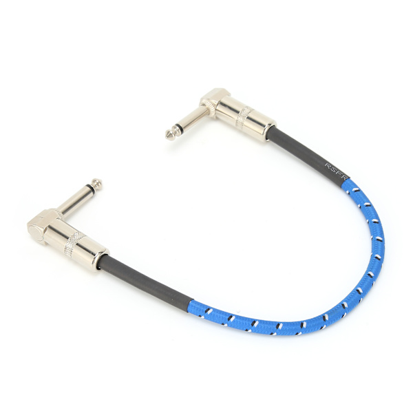 6,35 mm elektrisk gitarr effekt kabel med dubbla 90° vinkel gitarr effektor tråd