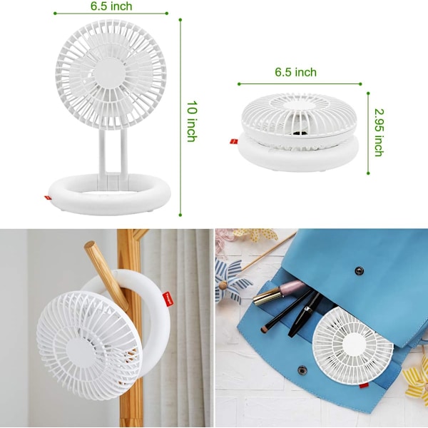 Cooling Maestro: Portabel Lättvikts Skrivbordsfläkt, Stark Vind med Lågt Ljud, Tiltbar och Vikbar, Inbyggd LED-lampa för Bekvämlighet på Natten