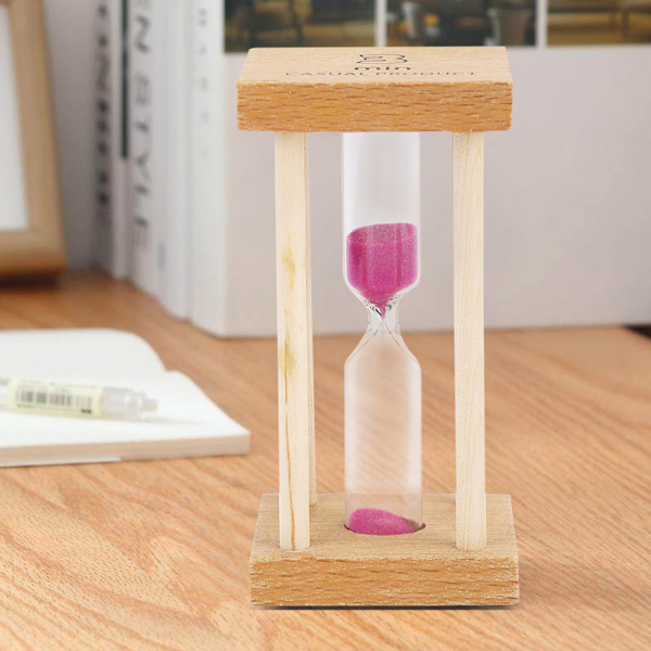 Timglas i trä, sandklocka, timer, 3 minuter, sandglas, skrivbordsdekoration, leksak