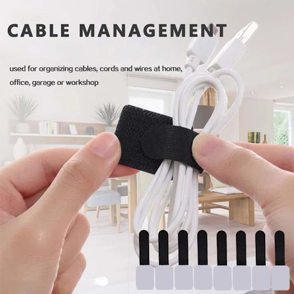 USB-kabelarrangør Nylon borrelås kabelvikling Skrivebordsadministrasjonsklips Kabelholder for musehodetelefonledning Organizer