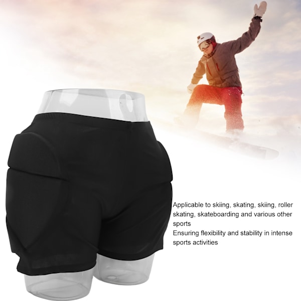 Beskyttende shorts i nylon og EVA - Hudvennlig, varmebestandig beskyttende shorts for sykling, ski og sport - Svart S