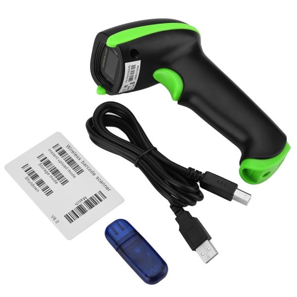 Hand Held Wireless 2.4GHz Laser Barcode Bar Code Scanner Reader for iOS Android Windows Green