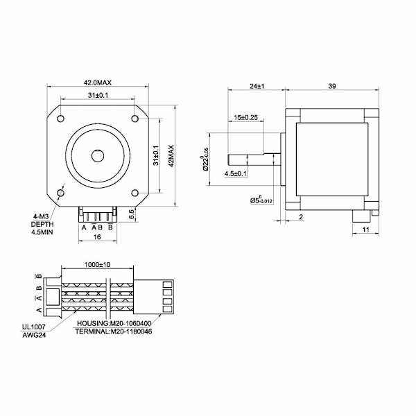 Bipolär 1.65inx1.65inx Nema 17 Stegmotor, 1.8 Graders Stegvinkel För Precisionskontroll, Perfekt För DIY CNC Och 3D-Utskrift