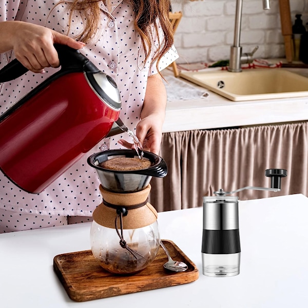 Bärbar Espressokvarn, Förbättra Morgonrutinen, Lättrengjord Design, Manuell Användning Utan Batterier Eller Ström, Kaffekvarn i Rostfritt Stål,