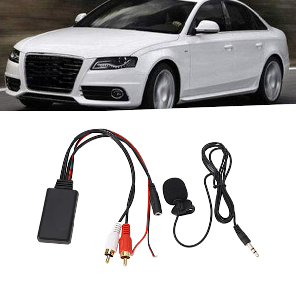 Bluetooth AUX -moduuli 2 RCA -kaapeliadapteri handsfree-mikrofonilla Alpine- ja Pioneer-laitteille