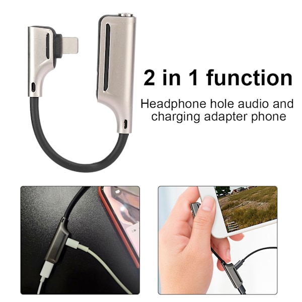 2 i 1 hörlursladdare adapter aluminiumlegering plug and play 3,5 mm hörlursuttag för IOSSilver
