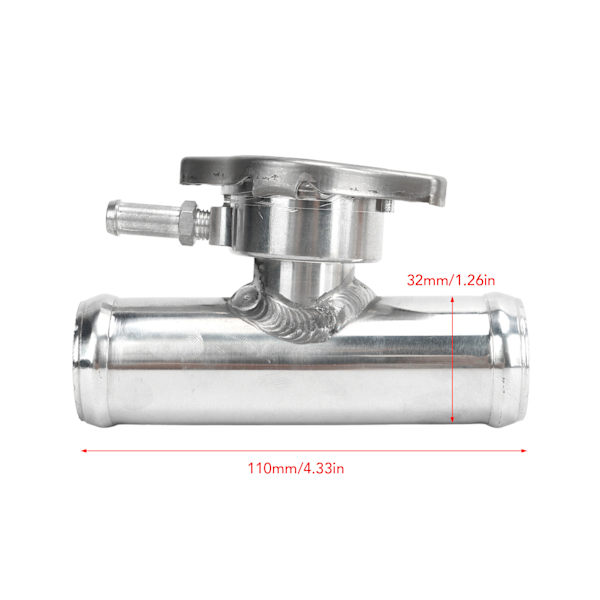 Inline kølervæske påfyldningsstuds med 16PSI hætte 32mm 1‑1/4in OD T6061 aluminium poleret overflade til biler
