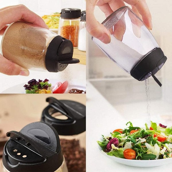 Kryddströare med automatisk flippdesign, genomskinliga glasbehållare för enkel överblick, helt förseglade för att förhindra fukt, perfekt för utomhusbruk
