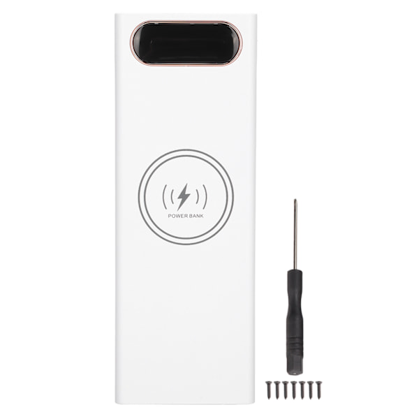 L10 10x18650 DIY Power Bank 22.5W Nopea lataus 15W Langaton lataus Akun kotelo LCD-näytöllä ja Micro Type C -tulo Valkoinen