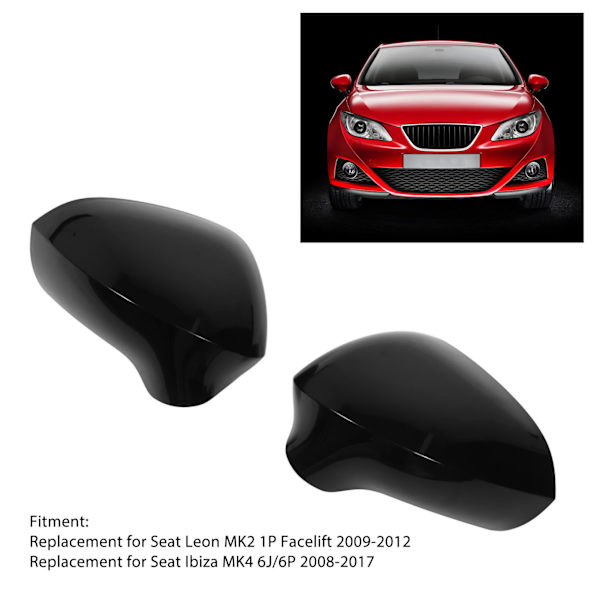 2 kpl taustapeilin peite 1P0857537 Vasen ja oikea pölytiivis ulkosivupeilin peite Vaihto Seat Leon Ibiza