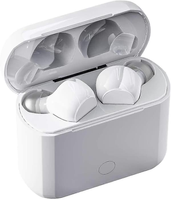 Bluetooth-hodetelefoner, magnetiske, trådløse, ladeboks, kompatible med Bluetooth (hvit)