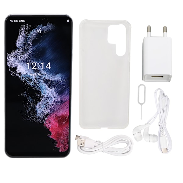 6,82 tum 4G LTE Olåst Smartphone 8GB RAM 256GB ROM Dual SIM Mobiltelefon för Android 12 110‑240V Europa Asien Version Silver EU-kontakt