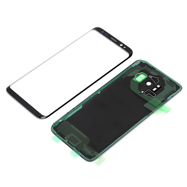Mobiltelefon Bakre Bakglass Deksel Front Skjerm Glass Linse Erstatningssett for Samsung S8Svart