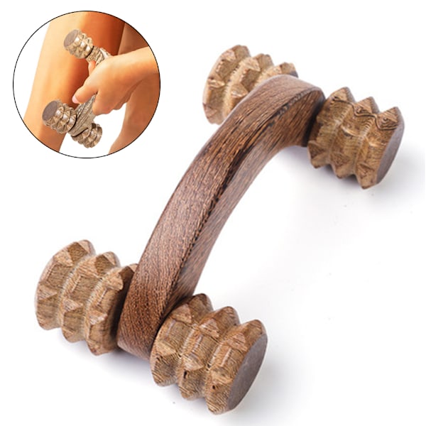 Massageverktyg i trä, handhållen massagerulle för djupvävnadsmassage för lymfdränage, naturligt trä, ergonomisk design för smärtlindring, cellulitreduktion