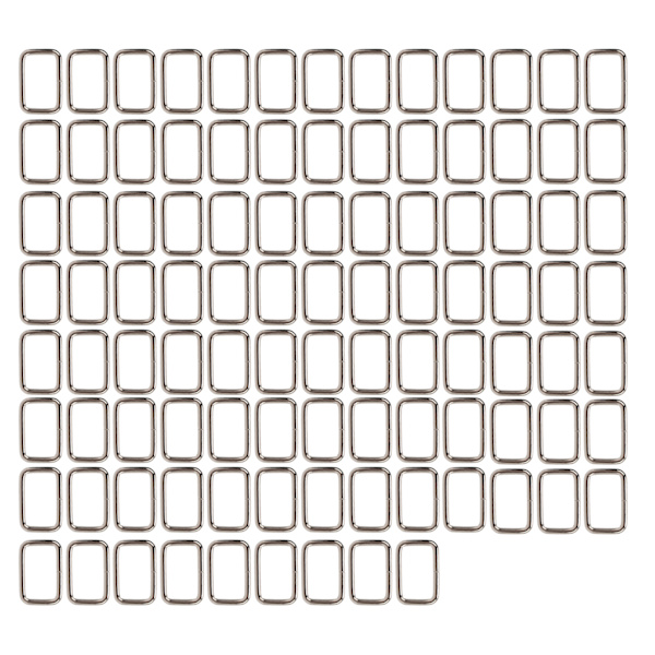 100 st metall fyrkantiga spännen rektangulär metallring för väska handväska väska DIY sömnad hårdvara hantverk silver3/8x25x15mm