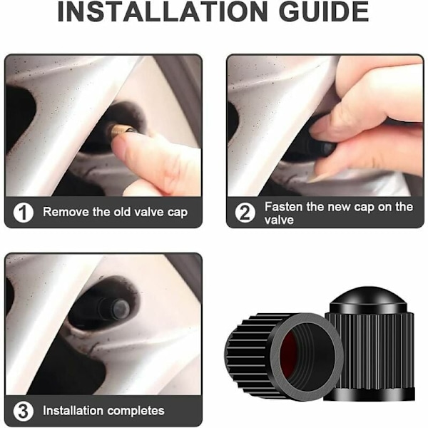 Kraftiga däckventilkåpor, ergonomiskt räfflat grepp för enkel installation, universella stammskydd perfekta för bilverkstäder och däckbyte hemma