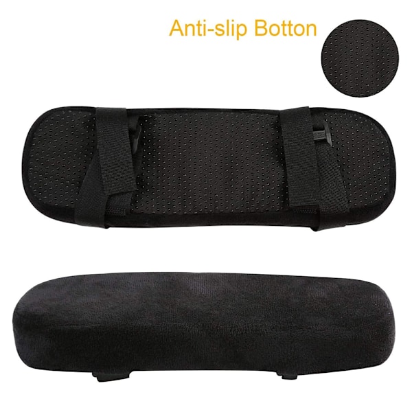 1 par Stolarmlene Puter Albuepute Trykkavlastning Kontorstol Gamingstol armlene med Memory Foam armleneputer Black