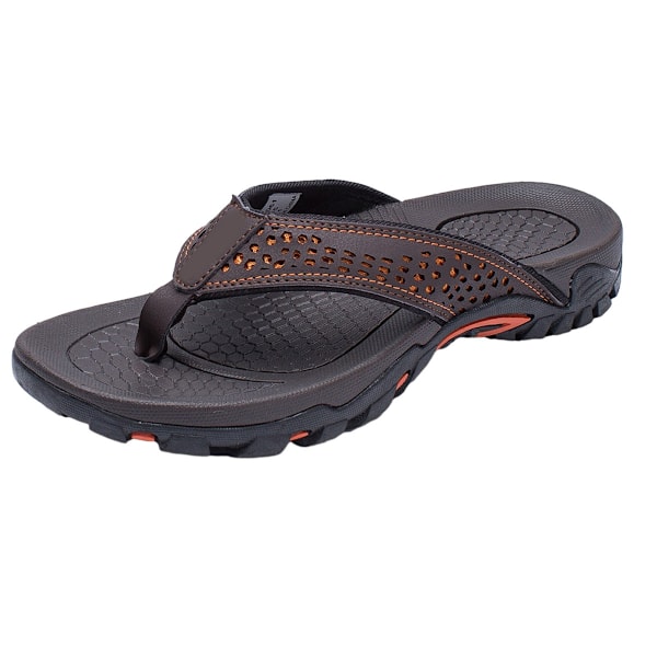 Sportiga flip-flops för män, bekväma vardagssandaler för utomhusbruk, strandsandaler Dark brown 42