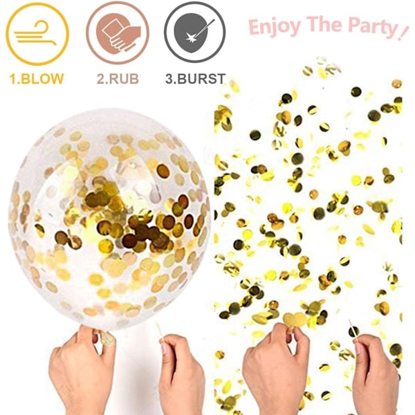 Royal Glamour Roséguld Ballonger, Latex Partyballonger Med Förplacerad Guldfolie Konfetti, Perfekt För Möhippadekorationer, Lätt Uppblåsning Med Helium