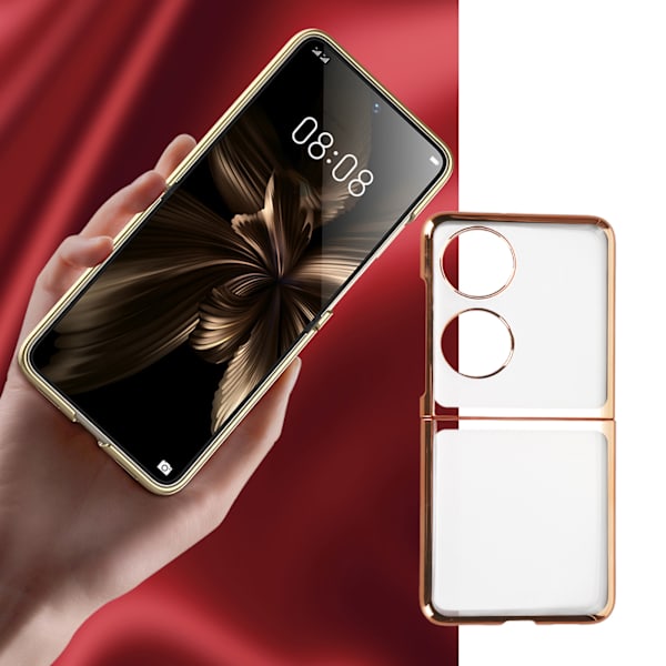 Sammenleggbar mobiltelefonbeskyttelse elektroplettering PC-telefondeksel for Huawei P50 Pocket mobiltelefon gull