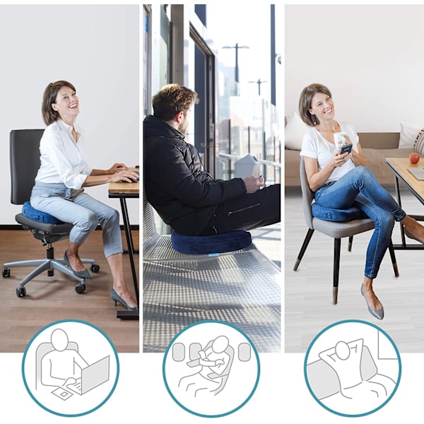 Kontorsstolsmatta i Memory Foam, Portabel Gel-förstärkt Sittdyna för Ischiaslindring, Ergonomisk Design med Halkfri Bas, Lindring av Ryggsmärta Svanskotan