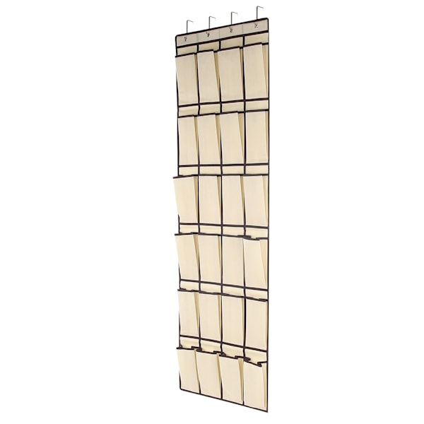 24 lommer Multifunktionel Vævning Hængende Sko Opbevaringspose Organizer Holder (Beige)150*55CM
