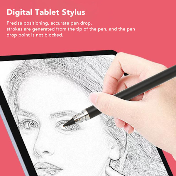 Stylus-kynä, tarkka paikannus, 3-in-1-monitoiminen kapasitiivinen stylus, jossa 2 kuitukärkeä tablet- ja matkapuhelimille, musta