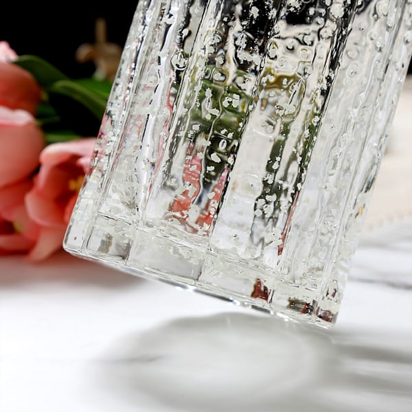 Högkvalitativt handblåst glas starkare än vanligt, modern räfflad glasvas, unik design lämplig för heminredning och vardagsbruk, transparent, 10