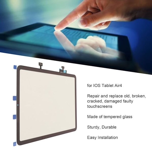 Touch Screen Panel Digitizer Hærdet Glas Sort Touch Screen Panel Udskiftning til IOS Tablet Air4