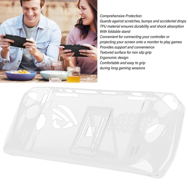Pelikonsolin läpinäkyvä kotelo iskunkestävä estää liukumisen TPU-suojakuori pidikkeellä ASUS ROG Ally Handheld 2023