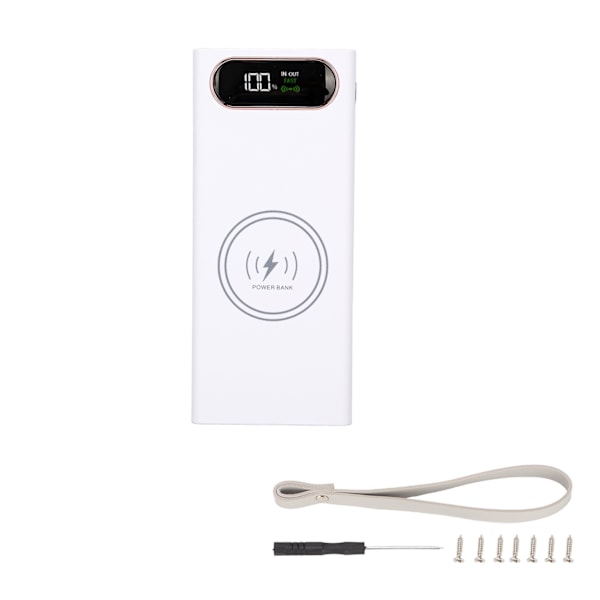 L16 DIY Power Bank 18650 Akku Kotelo Nopea Lataus 22.5W ja 15W Langaton Lataus Power Bank 2 USB Lähtöporttia LCD Näyttö Valkoinen