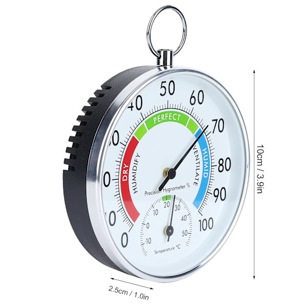 Aluminium Termometer med Urtavla för Kontorsbruk, Krom-Mässingsfodral Ger Stil till Funktionalitet, Automatisk Kalibreringshygrometer Bibehåller Noggrannhet,
