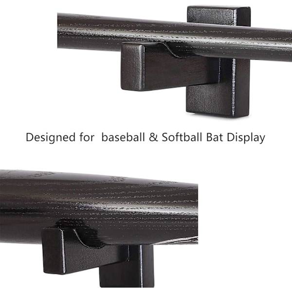 Solid Handgjord Massiv Trä Basebollträ Display Väggfäste, Anpassade Skyddande Rackfästen med Mjuk Filtfodring för Enkel Installation