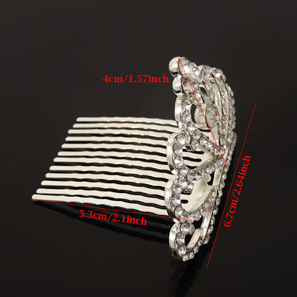 Strålande Kunglig Huvudprydnad, Briljant Strass Tiara Kam, Glittrande Kristalldekor Kammar för Förtrollande Födelsedagsprinsessfest, Silverpläterad Metall