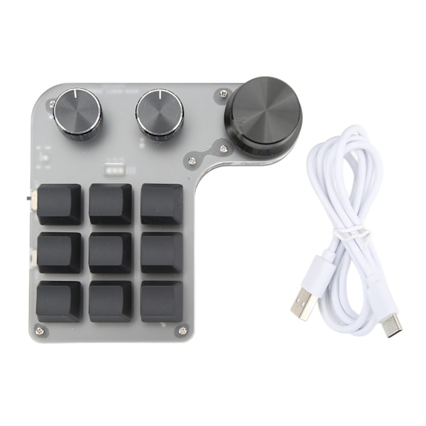 Mini-näppäimistö 9 näppäintä 3 nuppia RGB monitoiminen DIY pikavalinta ohjelmoitava mekaaninen näppäimistö