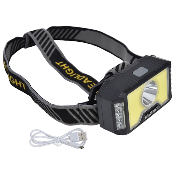 LED COB-strålkastare Multimode USB-laddning Vattentät huvudficklampa