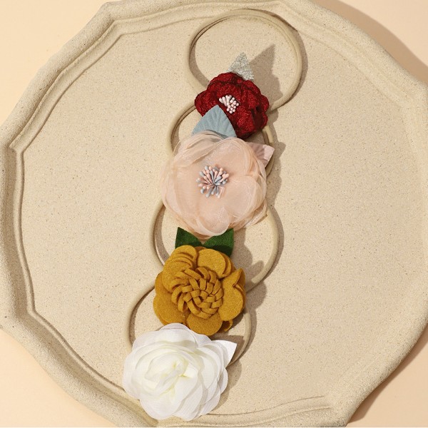 Chica babyhårband, nyföddfotograferingstillbehör, elastiskt hårband med mjuk blomma, en storlek passar alla för flickor