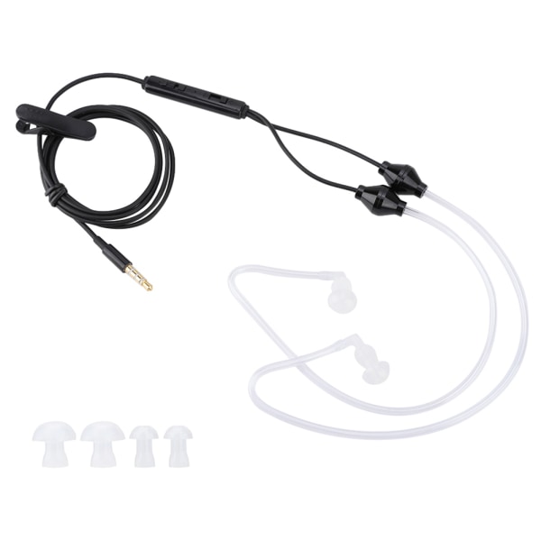 Anti Radiation 3.5mm Air Acoustic Tube Earpiece Microphone Earphone for Mobile Phone Black