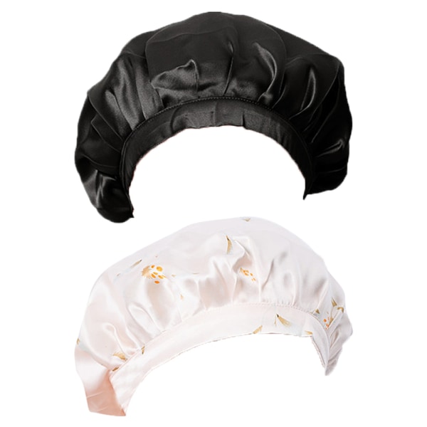 2 st Silk Bonnet, Silk Night Sleep Cap Justerbar hårinpackning f