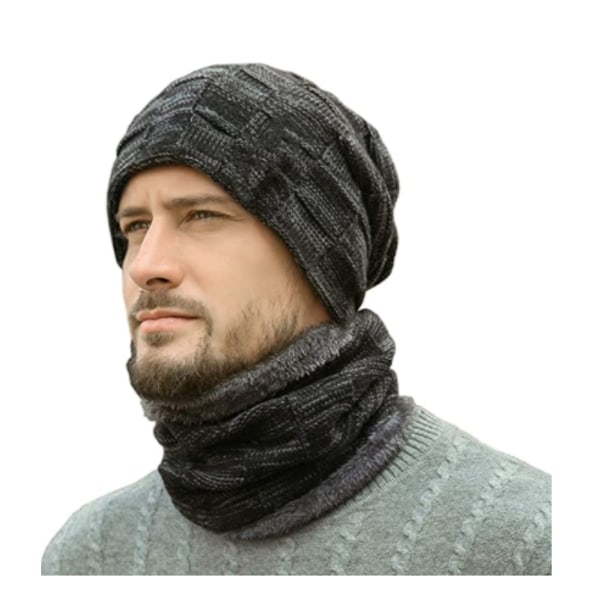 Vinterhue Hatte Halstørklæde Sæt Varme Strikkede Huer Skull Cap Hals Varme