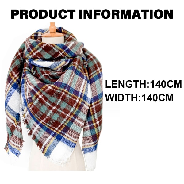 Kvinnors höst vinter halsduk klassisk tofsrutig tartan varm mjuk
